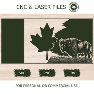 Bandiera strappata 3 Canada - Bisonte - SVG - File laser CNC (Download digitale)