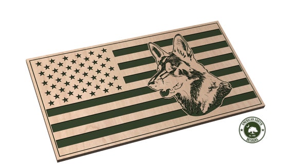 American Flag with German Shepherd 1 - SVG