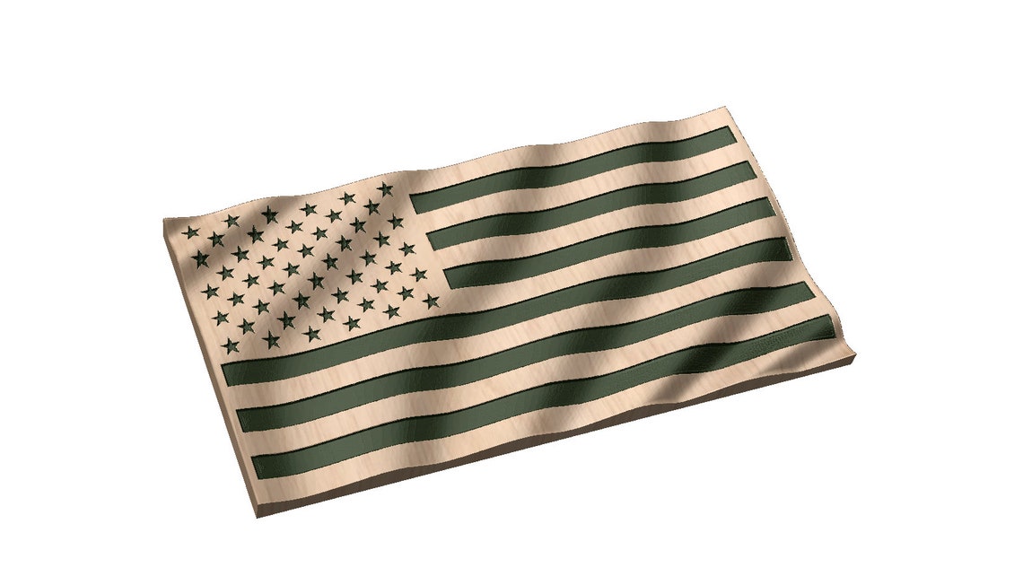 Wavy American Flag 3D Model: CNC Router, Laser Cut (digital Download ...