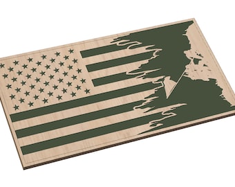 Tattered American Flag with Iwo Jima - SVG -  CNC Laser File (Digital Download)