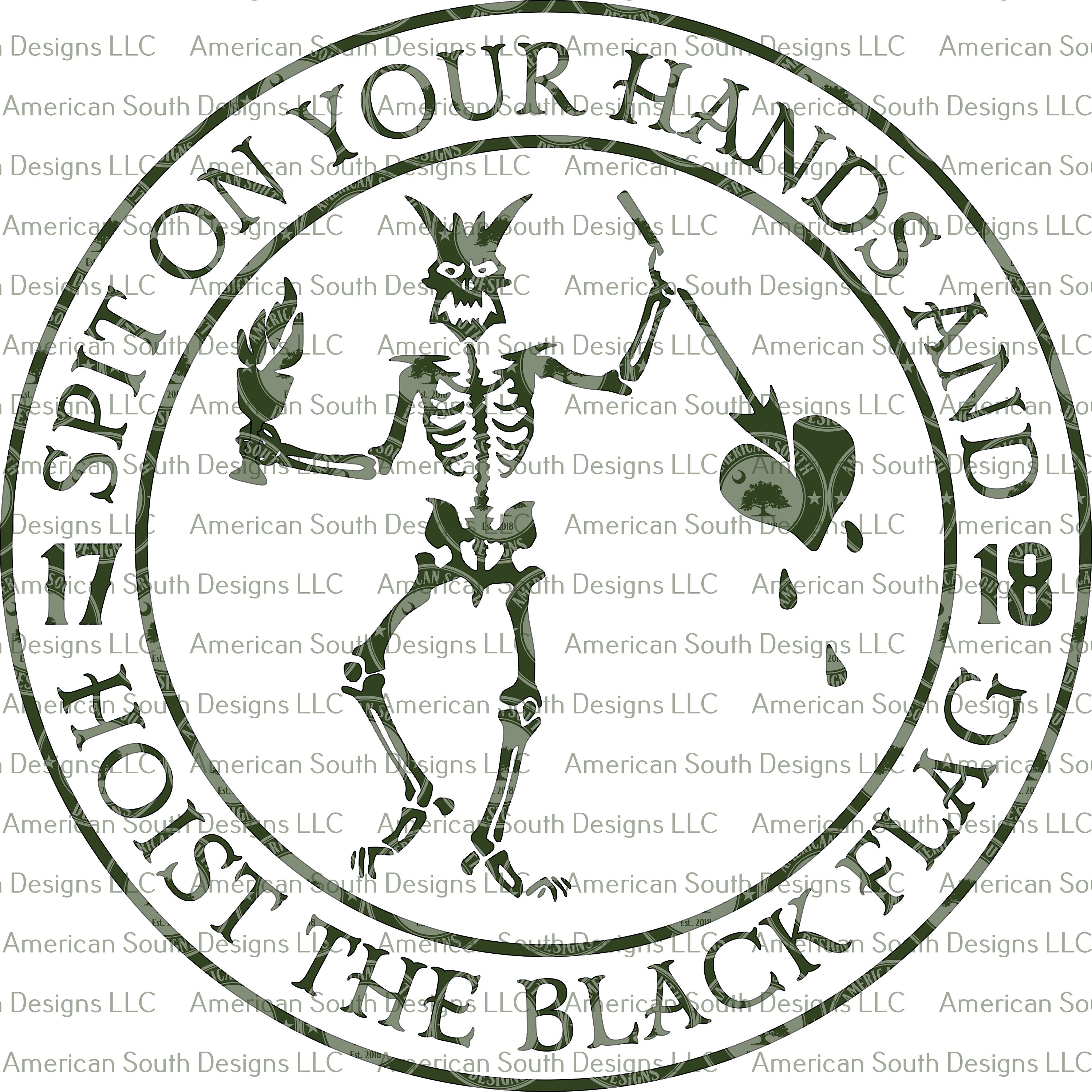 Blackbeard Round - Hoist the Black Flag - SVG - CNC Laser File