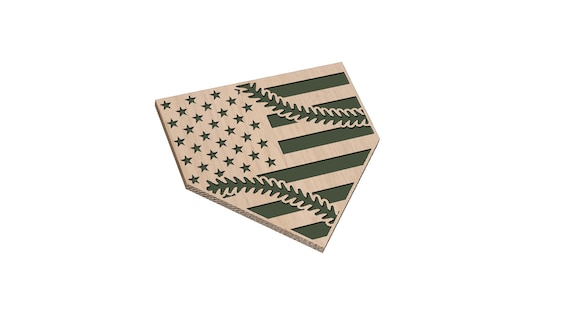 Home Plate with Stitches American Flag - SVG