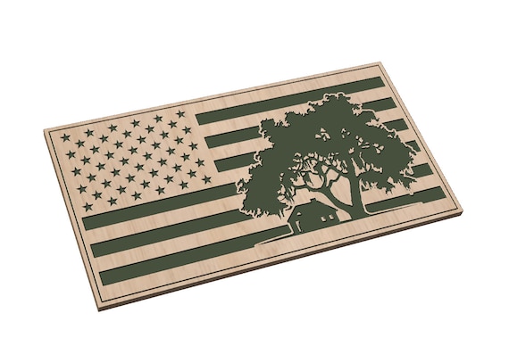 American Flag with Cabin - SVG