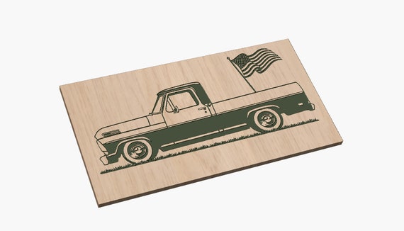 Old Truck with Flag - SVG