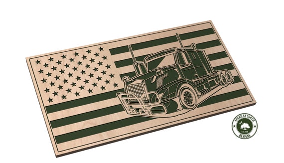 American Flag with Semi Truck - SVG