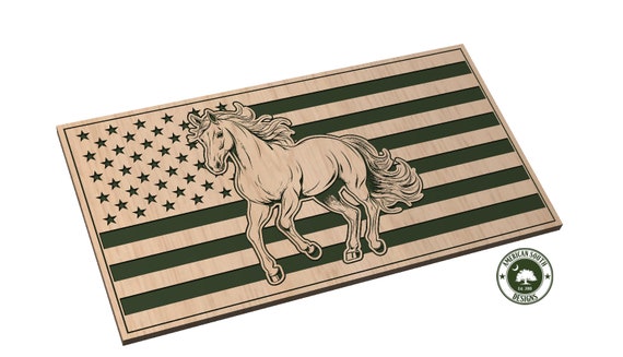 American Flag with Horse - SVG