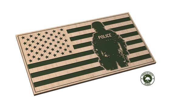 American Flag with Police Officer - SVG