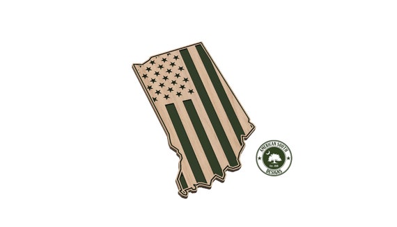 Indiana Shaped American Flag - SVG