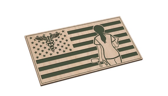 American Flag with Nurse - SVG