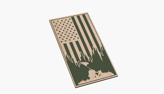 Tattered American Flag with Iwo Jima  Vertical - SVG
