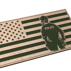Bandiera americana con agente di polizia donna - SVG - Download digitale
