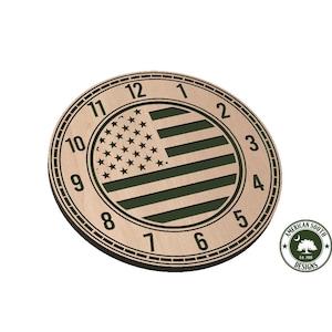 Clock Base with Numbers and American Flag - SVG - Digital Download