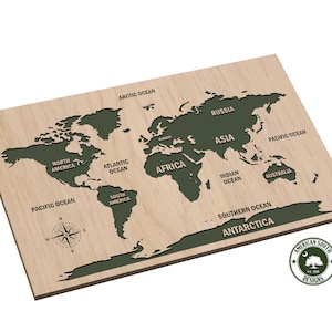 Mapa del mundo con la Antártida sin fronteras - SVG - Descarga digital