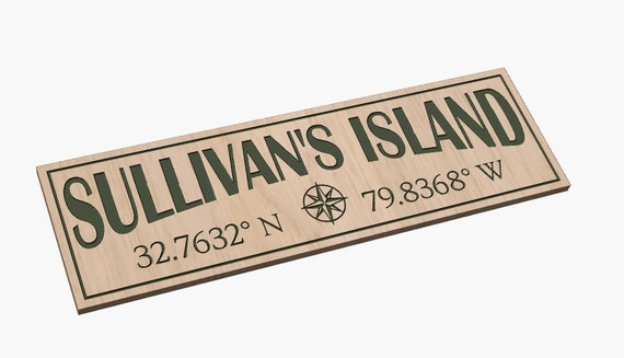 Sullivan's Island, SC  with Coordinates - SVG