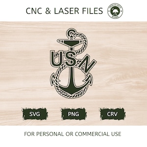 Old School Chief Petty Officer  Navy - - SVG | CNC, Laser Engraving, CRV File