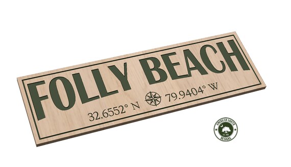 Folly Beach, SC with Coordinates - SVG