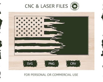 Drapeau en lambeaux en détresse - SVG - fichier laser CNC (téléchargement numérique)