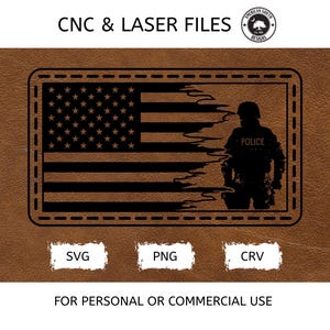 Tattered Flag with Police - Stitching - SVG - Digital Download