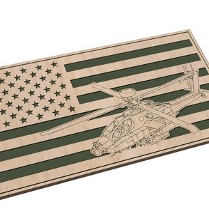 American Flag with AH64 Apache - SVG - Digital Download