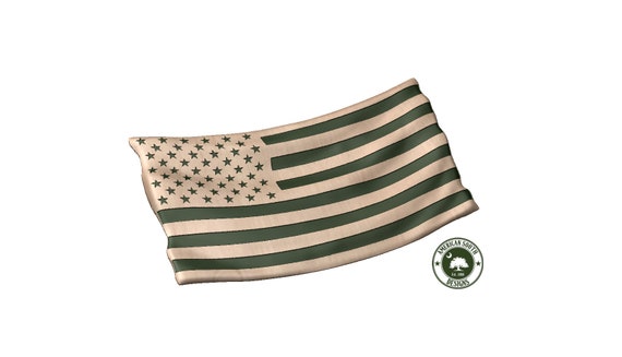 Draped 3D Flag Blank with  American Flag Overlay    STL,