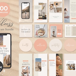100 Wellness Instagram Template | IG Templates for Health & Wellness Coach, Social Media Blogger, Business | Post, Reels, Stories  | Canva