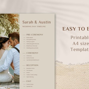 Editable Bridal Party Timeline Template | Minimalist Wedding Day ...