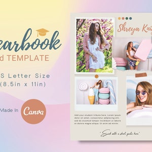 Full Page Yearbook Ad Template | Personalized Canva School Graduation Announcement | Custom Photo Collage Tribute | Easily Editable