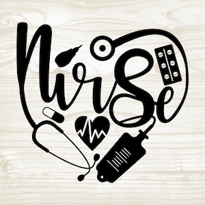 Nurse SVG files, Nurse Life SVG, stethoscope svg, Nurse Mom svg, Funny RN Gift, black svg files, instant download, cricut clipart silhouette