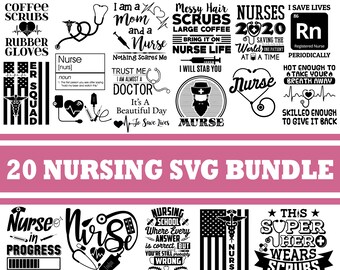 Enfermera SVG paquete archivos, Enfermera vida SVG, estetoscopio svg, Enfermera mamá svg, Divertido RN Regalo, archivos svg negros, silueta de imágenes prediseñadas cricut