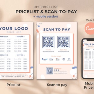 Editable Price List Template | Printable Business Pricing Sheet for Beauty Salon, Nail Makeup & Hair Stylist | Canva Template Digital Bundle