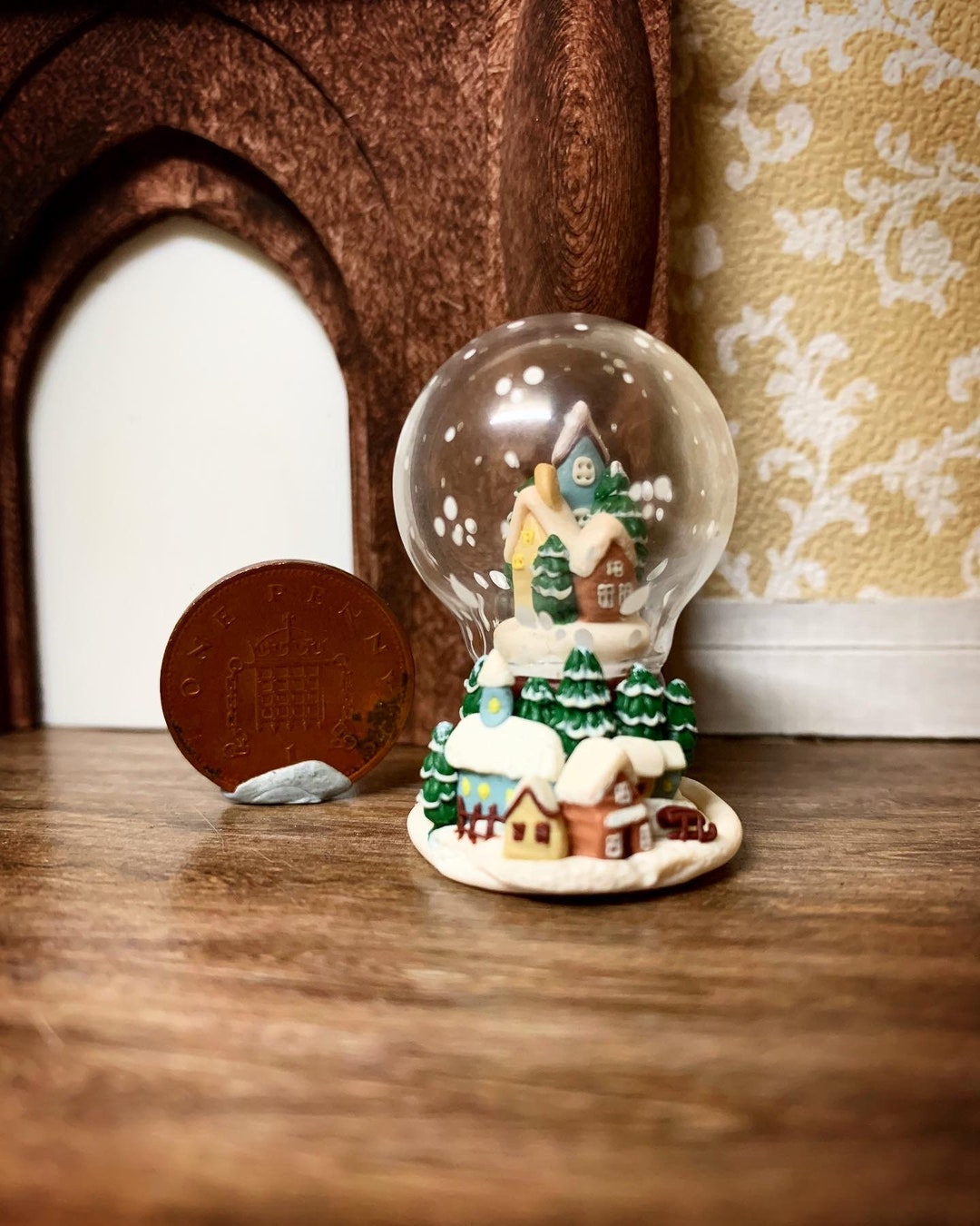 Large Christmas Village Snow Globe Ooak Handmade Collectable Etsy