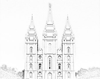 Digital Download: Salt Lake City Utah Temple Pencil Effect