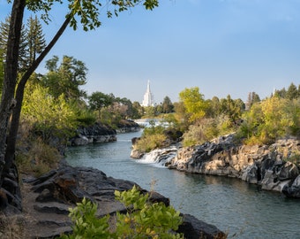 Digital Download: Idaho Falls Temple and the Snake River in summertime