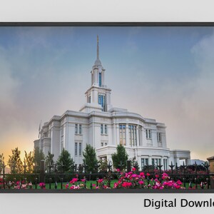 Digital Download: Payson, Utah LDS Temple with Bright Flowers
