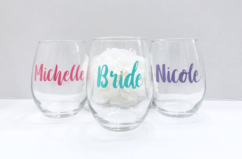 Bride and Bridesmaids Wine Glass Gift Set Bride Gift Maid Etsy
