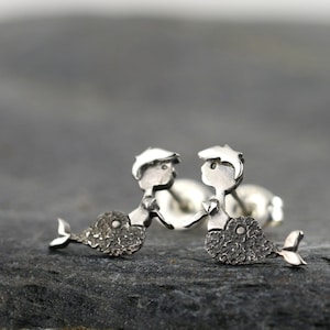 Sterling Silver Merman Stud Earrings