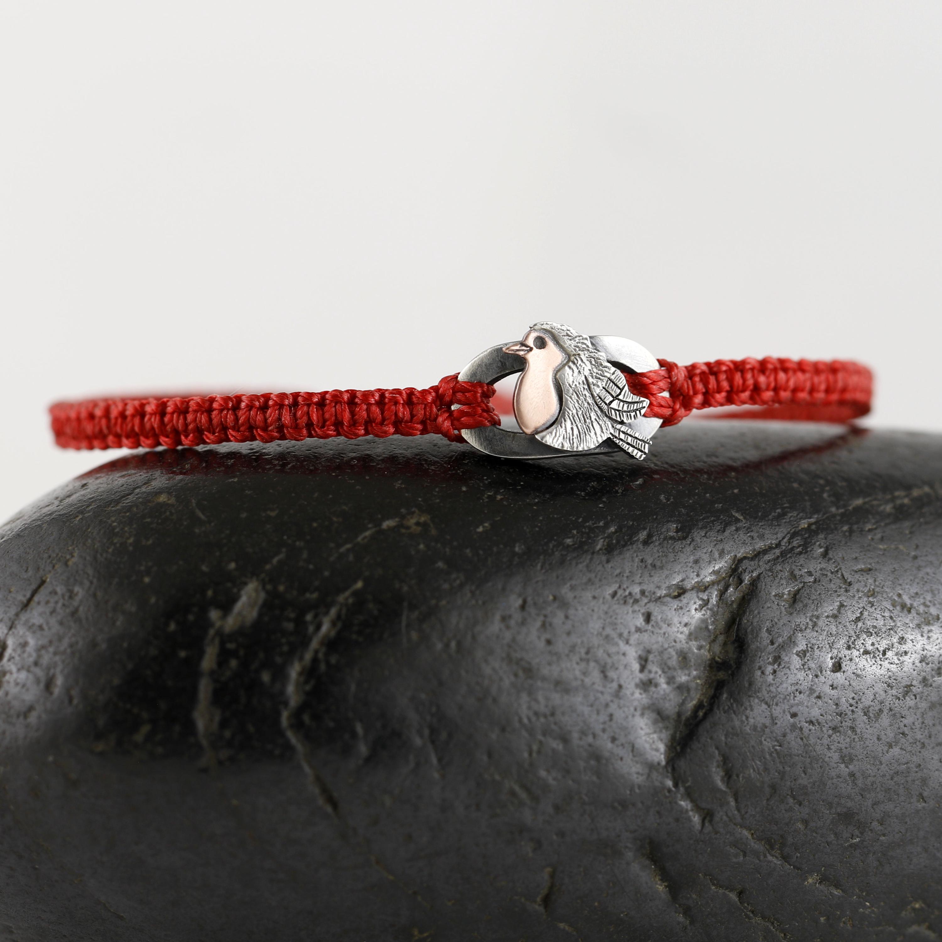 ロビン レッド ブレスト ブレスレット - スターリング シルバーと銅の