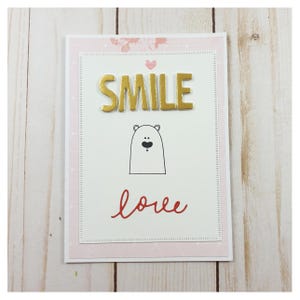 Tarjeta Personalizable SMILE con Oso. Ideal para Amor y Alegría. Diseño Único.  Envío Directo. Tarjeta con Oso. Tarjeta divertida. Love Oso.