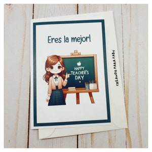 Tarjeta de felicitación para profesoras. Ideal para agradecer a la maestra. Personalizada y perfecta como regalo especial para ellas. Profes