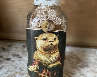 Vintage Bottle decorated Victorian otter 6” gift