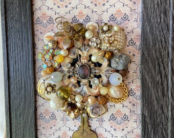 Framed art 4x6 vintage jewelry Bouquet Decoration Gift brooch