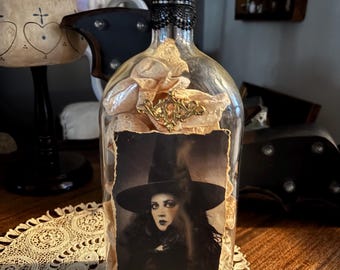 Antique bottle decoration Sexy Witch Retro Large Spooky Halloween 12”