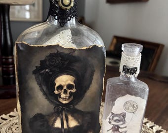 Antique bottles decoration Spooky Halloween Skeleton Witch 6”-10”