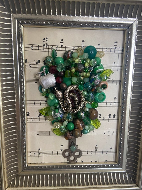 Vintage Jewelry Green Tree Adam and Eve Theme Snake Apple - Etsy