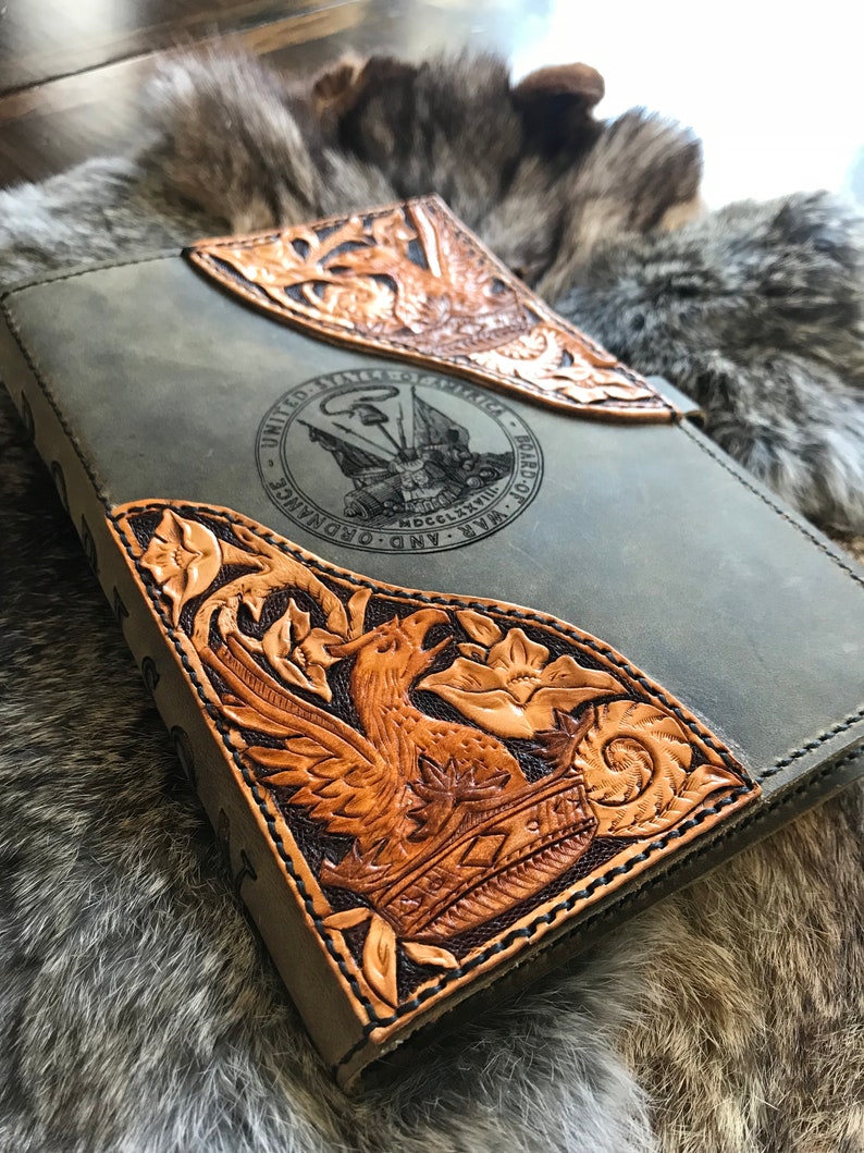 Hand Tooled Leather Journal Cover Customized Personalized Etsy