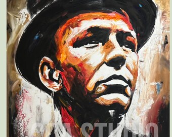 Frank Sinatra Painting: Expressive Acrylic Portrait on Canvas (38x48)