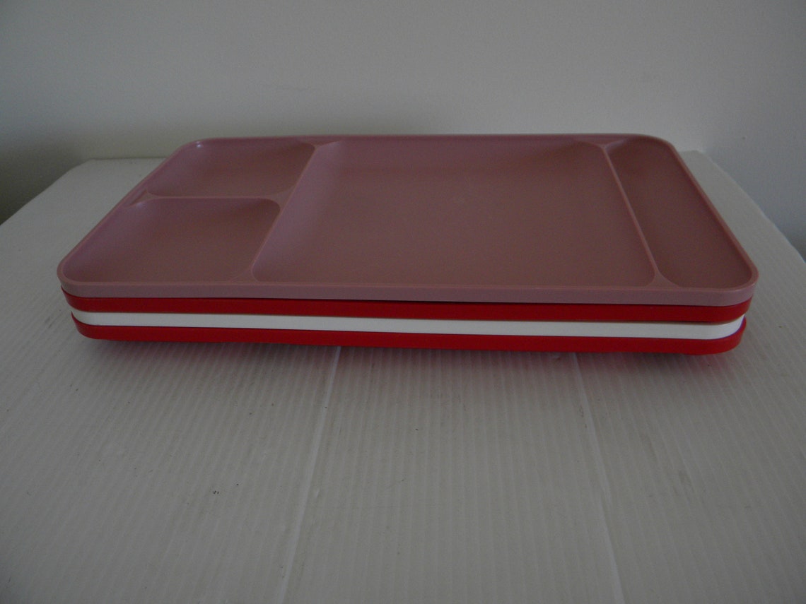Set of 4 Vintage Tupperware Divided Lunch Trays Snack Trays Etsy