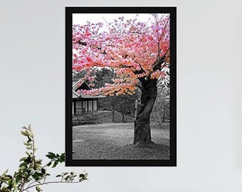 Cherry Blossoms Japan Black and White Print Home Office Multiple sizes available Canvas and Metal also available