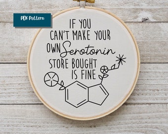 Mental Health Embroidery Pattern | Serotonin Molecule | Intermediate Pattern