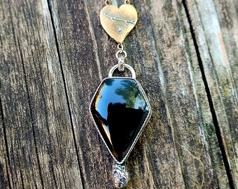 Talisman Necklace/Witchy Handmade Jewelry/Spiritual Necklace/Obsidian/Heart Jewelry/Gift For Her/Statement Necklace/Jewelry Handmade